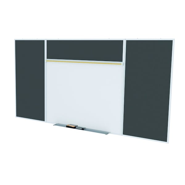Combo Whiteboard/Bulletin, Mag Por/Rcycld, Styl E, 4 ft H x 10 ft W, Black